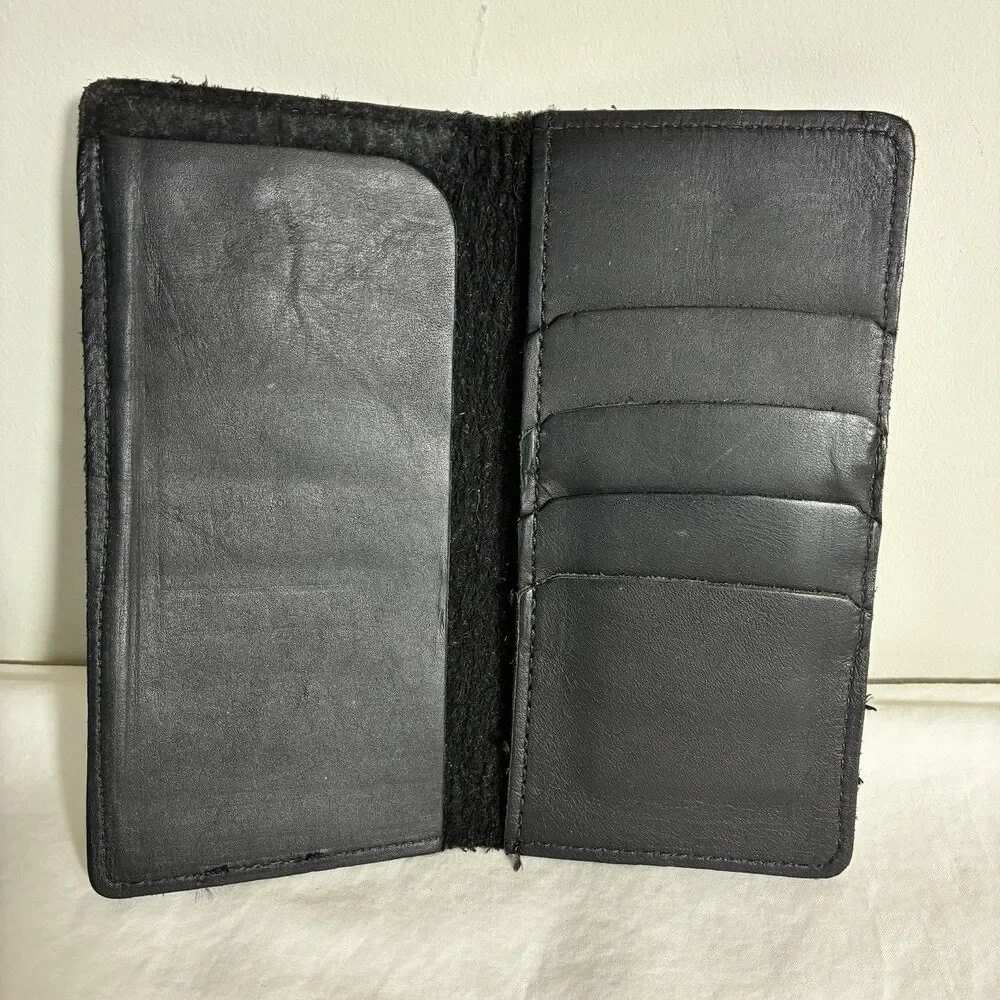 Men’s Bifold Long Wallet Black And Brown Western Style Wallet